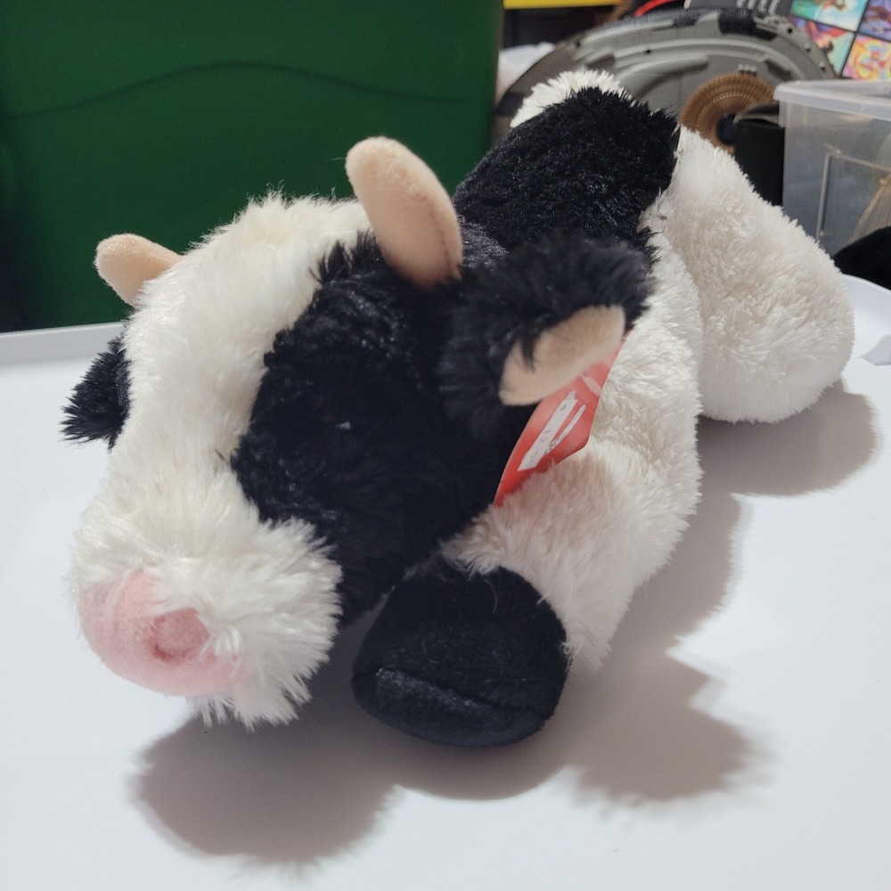 Aurora World Black White Spotted Cow Plush Stuffed Animal Farm Toy NWT